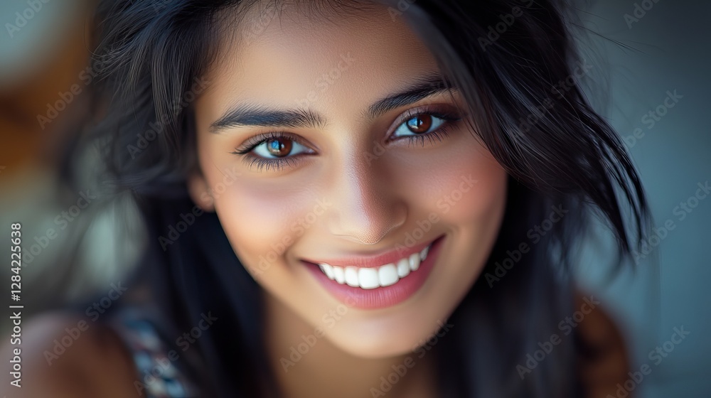 Beautiful Young Woman Portrait Smiling Happy Expression Brown Eyes Long Dark Hair Close Up Studio Shot Natural Light Beauty Fashion Model Female Beautiful Young Woman Portrait Smiling Happy Expression Brown Eyes Long Dark Hair Close Up Studio Shot Natural Light Beauty Fashion Model Female