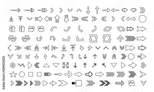 Arrow outline icons set The collection includes business and development programming web design