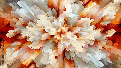 Abstract Digital Painting: Warm Hues Exploding from a Central Point AI Generated