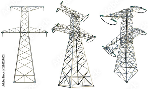 High voltage transmission line tower У220+5 isolate cutout transparent background