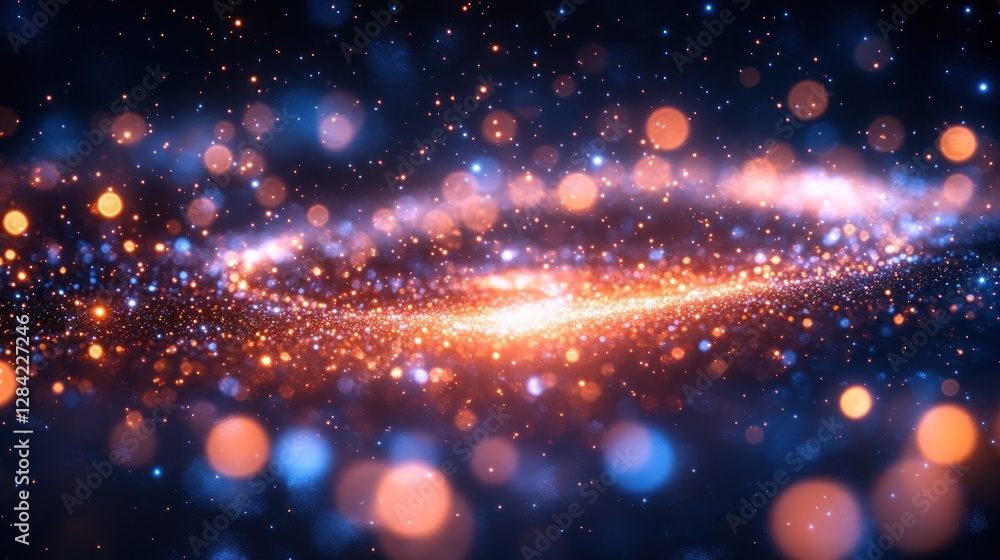 Abstract cosmic swirl, glowing particles, night sky background Abstract cosmic swirl, glowing particles, night sky background