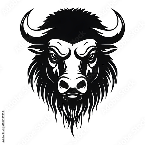 Black Silhouette Of A Buffalo on a Transparent Background