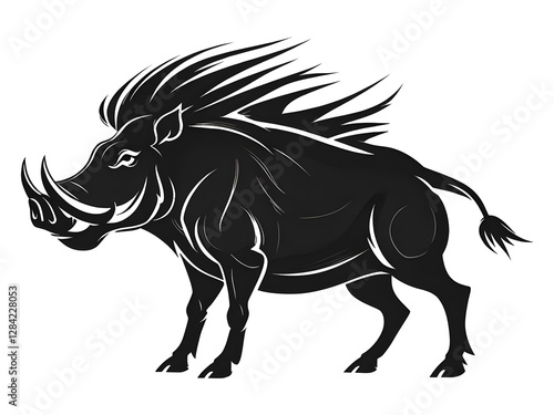  Black Silhouette Of A Warthog on a Transparent Background