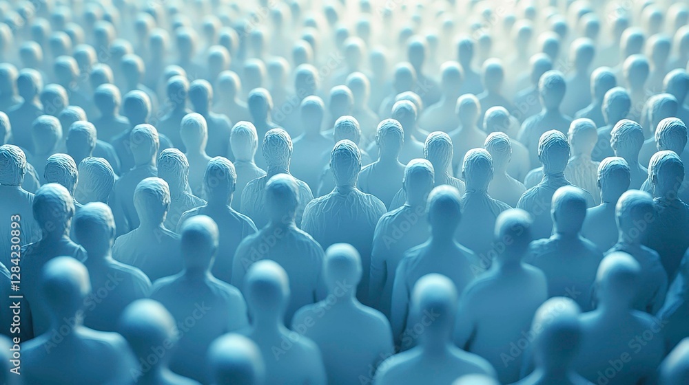 Obraz premium Ethereal Gathering of Figures Abstract Assembly in Crowd Dynamics Visualisation and Collective Unity