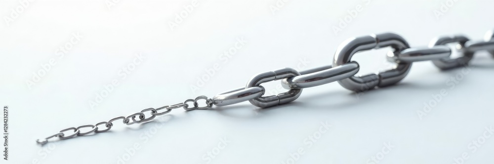 White surface with a single chain link exposed, single, isolated White surface with a single chain link exposed, single, isolated