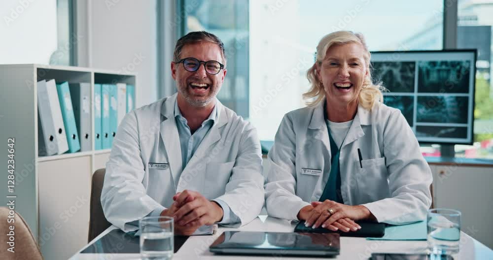 Doctors, man and woman with x ray, happy or excited for medical breakthrough at pulmonology clinic. Mature people, partner and smile for results, teamwork and professional medical services in Germany Doctors, man and woman with x ray, happy or excited for medical breakthrough at pulmonology clinic. Mature people, partner and smile for results, teamwork and professional medical services in Germany