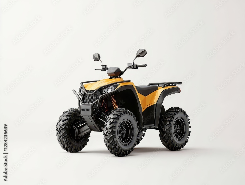 Hightech quad bike with GPS and navigation system, isolated, smart offroading Hightech quad bike with GPS and navigation system, isolated, smart offroading