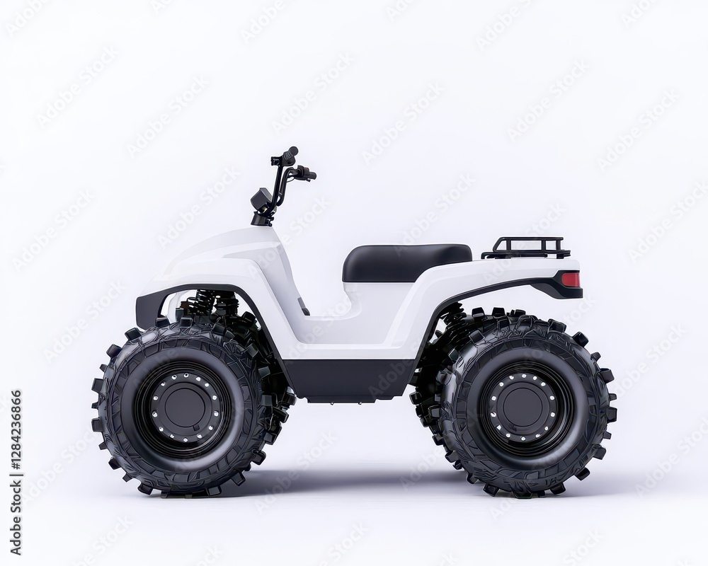 Snowadapted quad bike with track conversion kit, isolated, winter offroad vehicle Snowadapted quad bike with track conversion kit, isolated, winter offroad vehicle