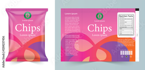 Food packaging design, Chips logo and packet wrap label design editable vector file elegant and corporate professional business chips packaging or chips label..