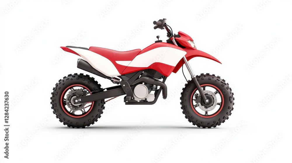 Sleek sports quad bike with custom graphics, isolated, stylish performance Sleek sports quad bike with custom graphics, isolated, stylish performance