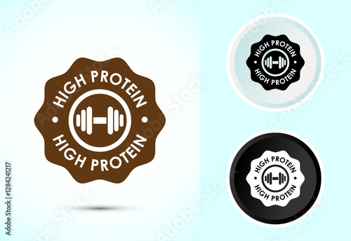High protein icon, High protein label design for packaging, Nutrition healthy eating badge