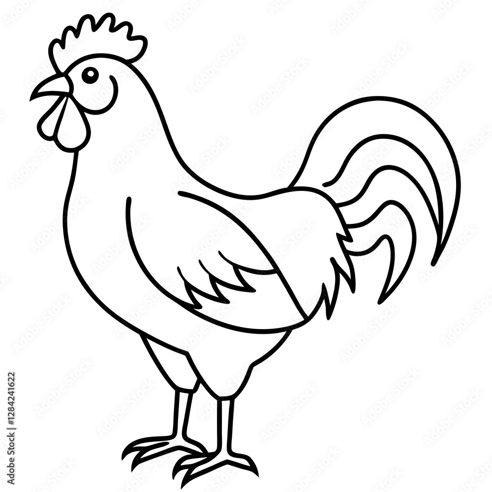Modern Rooster Outline Modern Rooster Outline