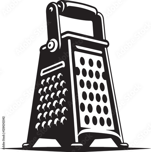 Black Color Peeler,Box grater Silhouette Vector Illustration design, Solid White Background
