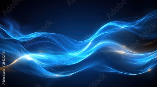 Abstract glowing blue waves on dark background