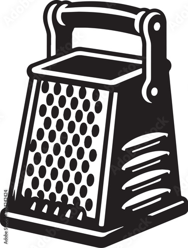 Black Color Peeler,Box grater Silhouette Vector Illustration design, Solid White Background