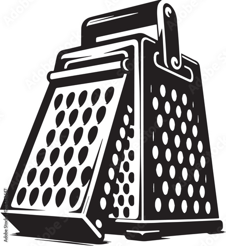 Black Color Peeler,Box grater Silhouette Vector Illustration design, Solid White Background