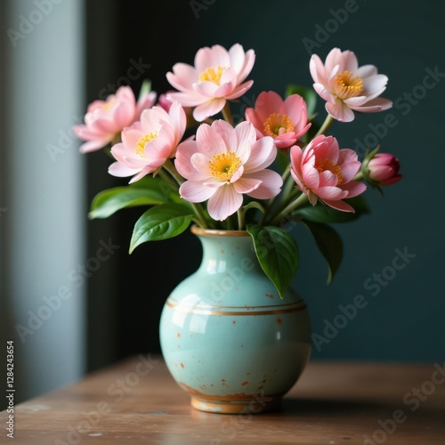 Wallpaper Mural Delicate pastel spring bouquet in aged ceramic vase , pretty, pastel Torontodigital.ca