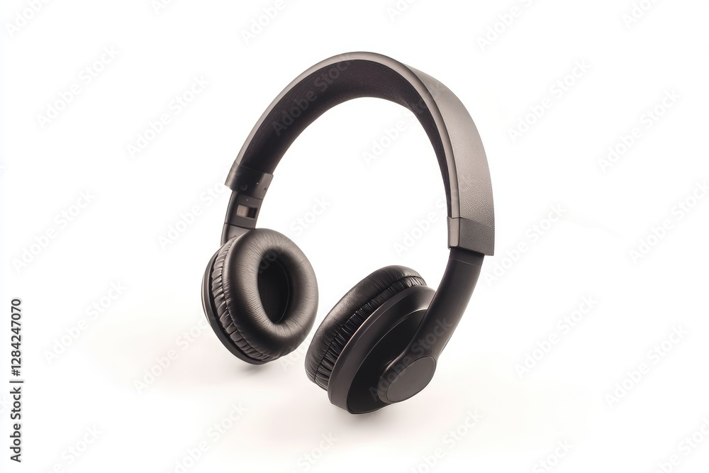 Black Over Ear Headphones Isolated on White Background Black Over Ear Headphones Isolated on White Background