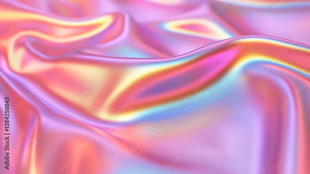 Obraz premium Abstract iridescent fabric folds, soft pastel colors, digital backdrop