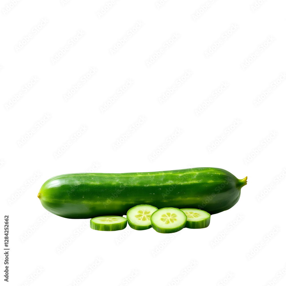 Cucumber, isolated on transparent background , top view Cucumber, isolated on transparent background , top view