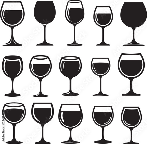 A wine glass is shown with a full glass of wine in it
