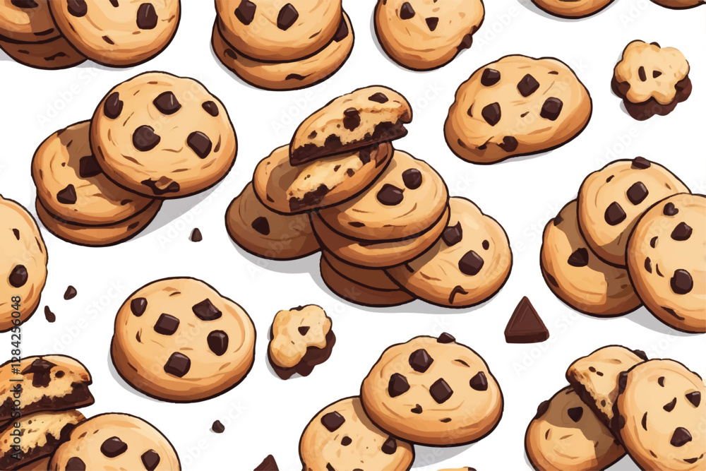 Stack of chocolate chip cookies isolated on white background Stack of chocolate chip cookies isolated on white background