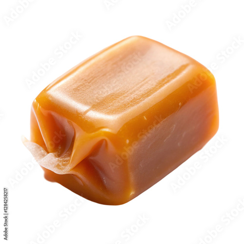 Caramel candy isolated on transparent background  
