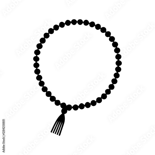 Muslim round tasbih silhouette vector flat illustration design on white background.
