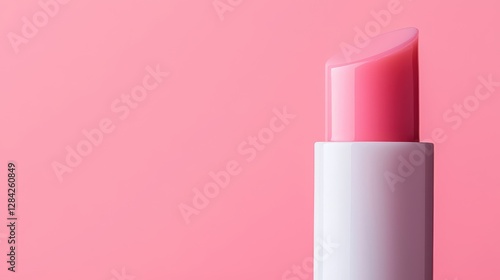 Soft Pink Lip Balm Tube Against a Pastel Pink Background