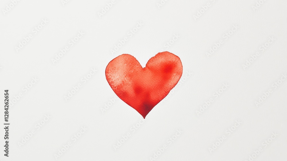 Delicate Watercolor Heart Illustration on Soft White Background Delicate Watercolor Heart Illustration on Soft White Background
