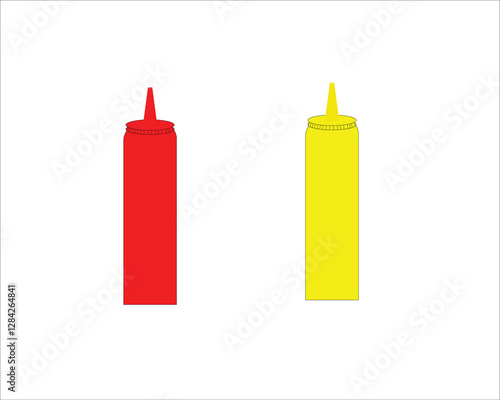 Ketchup and mustard with white