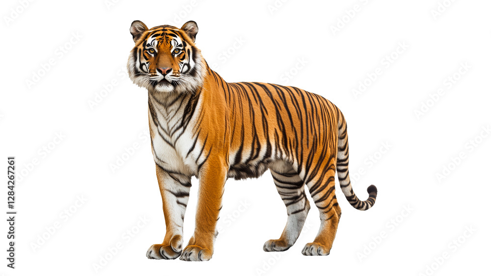Naklejka premium Fierce tiger standing confidently in a studio