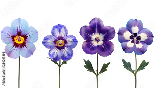 Violet Flowers on a Transparent Background