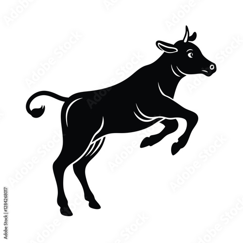 silhouette of a cow jumping