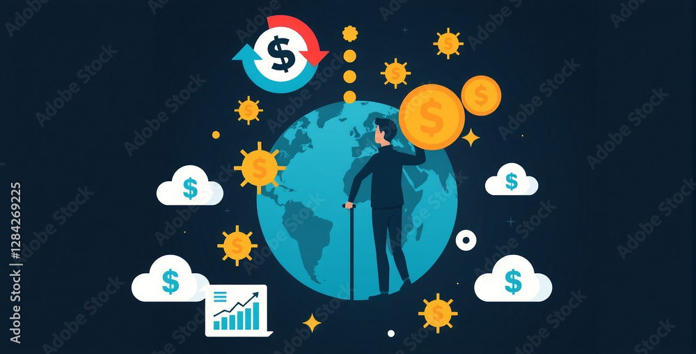 Naklejka premium Concept of Financial Growth and Global Economy