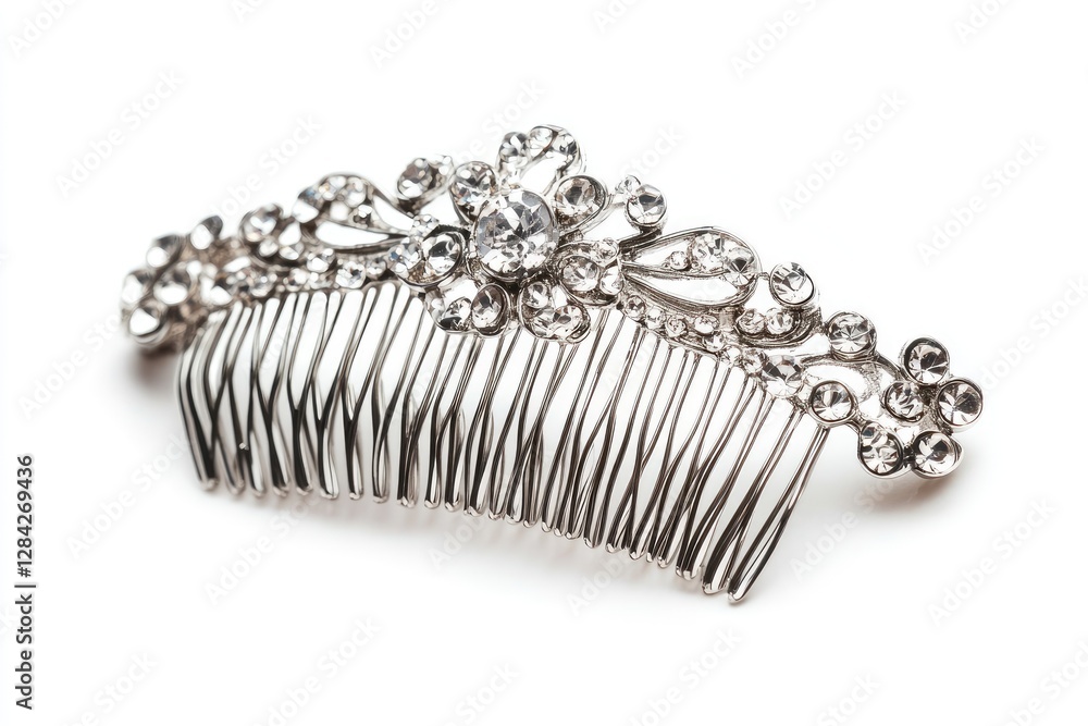 Fototapeta premium Elegant Silver Rhinestone Hair Comb Accessory