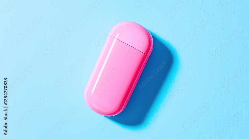 Sleek Modern Pocket-Sized Lip Balm Container on a Blue Background Sleek Modern Pocket-Sized Lip Balm Container on a Blue Background