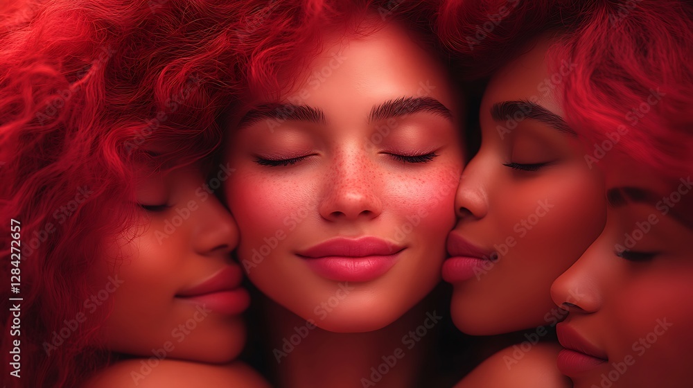 Fototapeta premium Close-Up of Vibrant Red Curls Cascading for Dramatic Effect