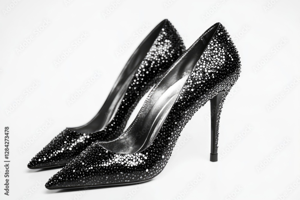 Obraz premium Elegant Black High Heels with Crystal Embellishments