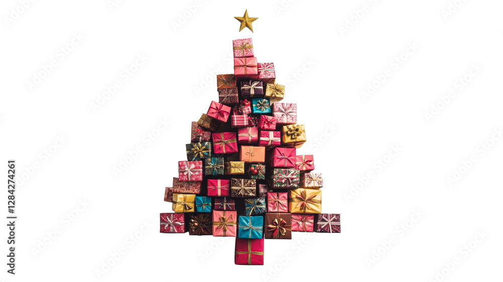 Colorful gift boxes arranged as a Christmas tree Colorful gift boxes arranged as a Christmas tree