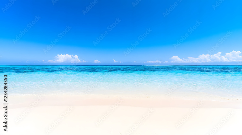 Panorama of a Tropical Beach with Clear Blue Water and White Sandy Shore
Panorama of a Tropical Beach with Clear Blue Water and White Sandy Shore