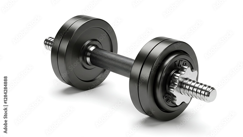 Single Black Dumbbell Isolated on White Background Single Black Dumbbell Isolated on White Background