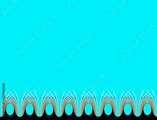 blue background with a pattern at the bottom