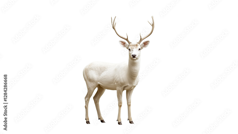 White deer standing calmly in a natural habitat White deer standing calmly in a natural habitat