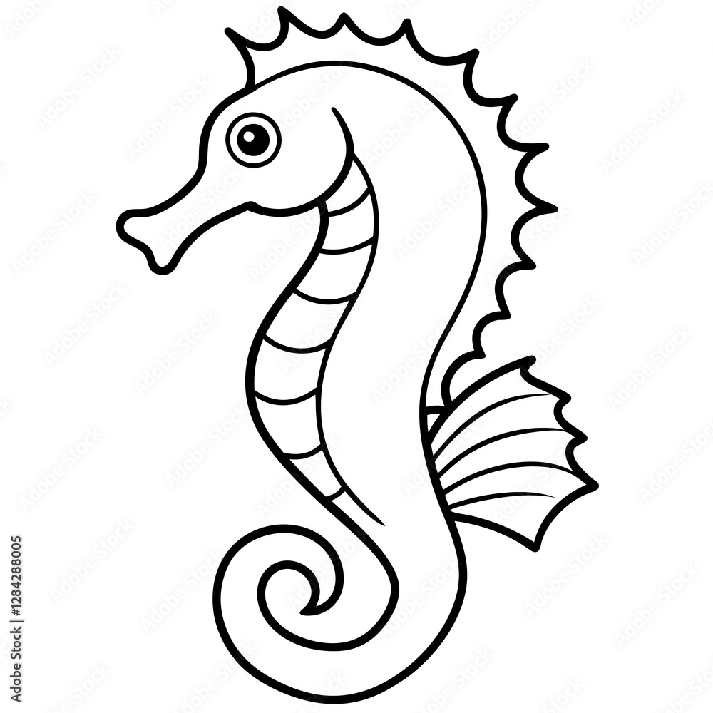 Fototapeta premium Seahorse Fine Line Design