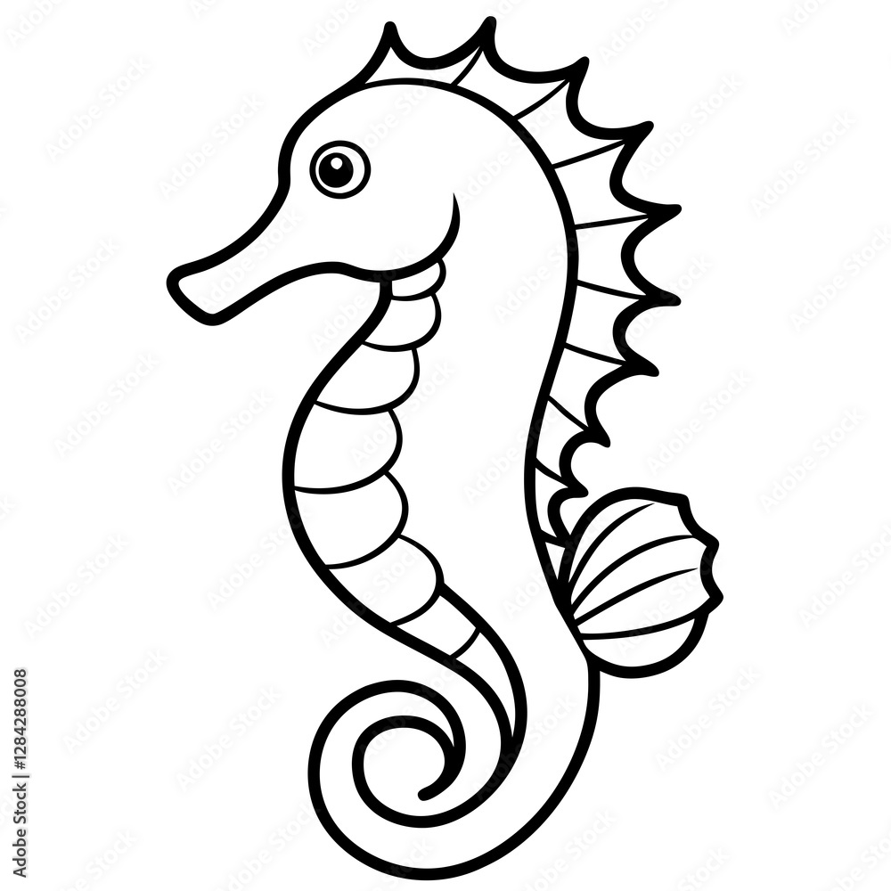 Fototapeta premium Seahorse Fine Line Design