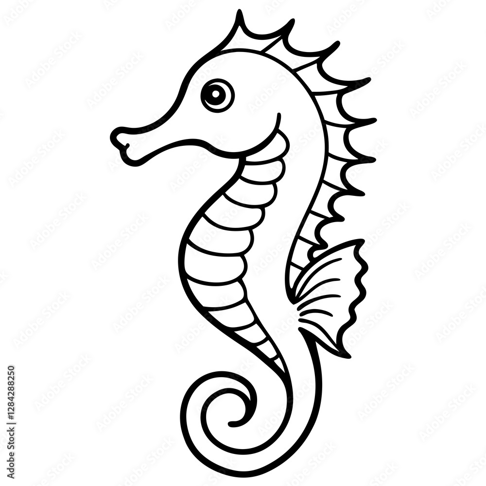 Fototapeta premium Seahorse Fine Line Design