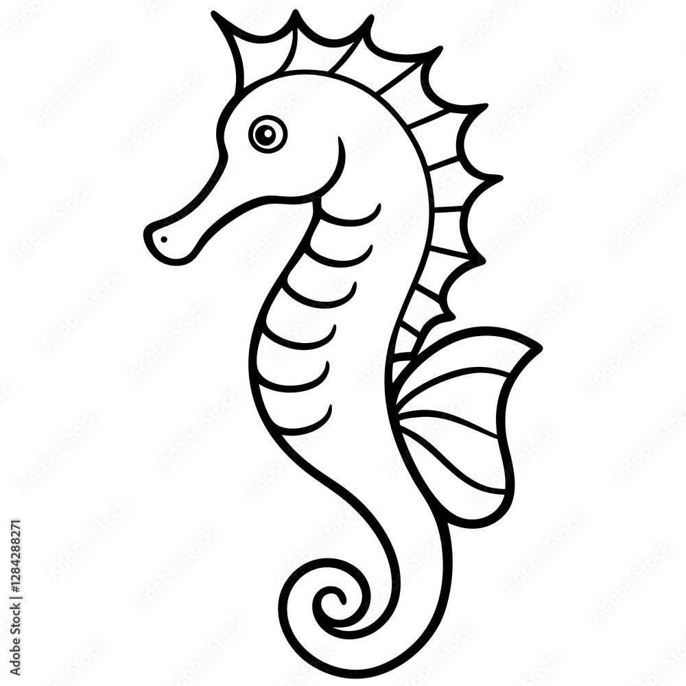 Fototapeta premium Seahorse Fine Line Design