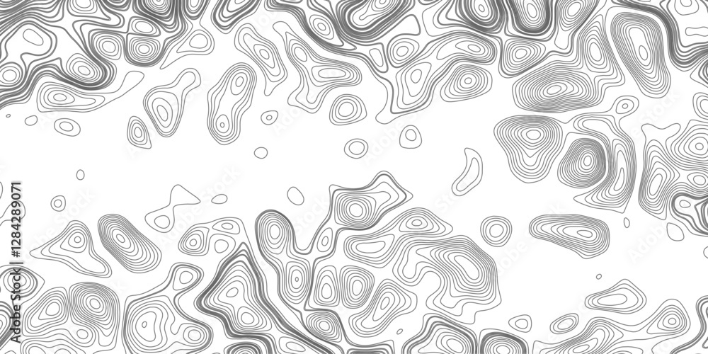 Topographic map contours in hilly or mountainous terrain, Topographic map contours with river. Topographic map contours in hilly or mountainous terrain, Topographic map contours with river.