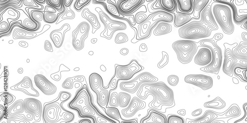 Topographic map contours in hilly or mountainous terrain, Topographic map contours with river.